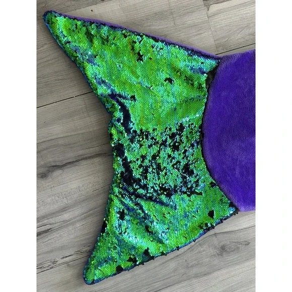 MERMAID TAIL Plush Fleece BLANKET SLEEP BAG Purple Reversible Green Black Sequin - Picture 2 of 6